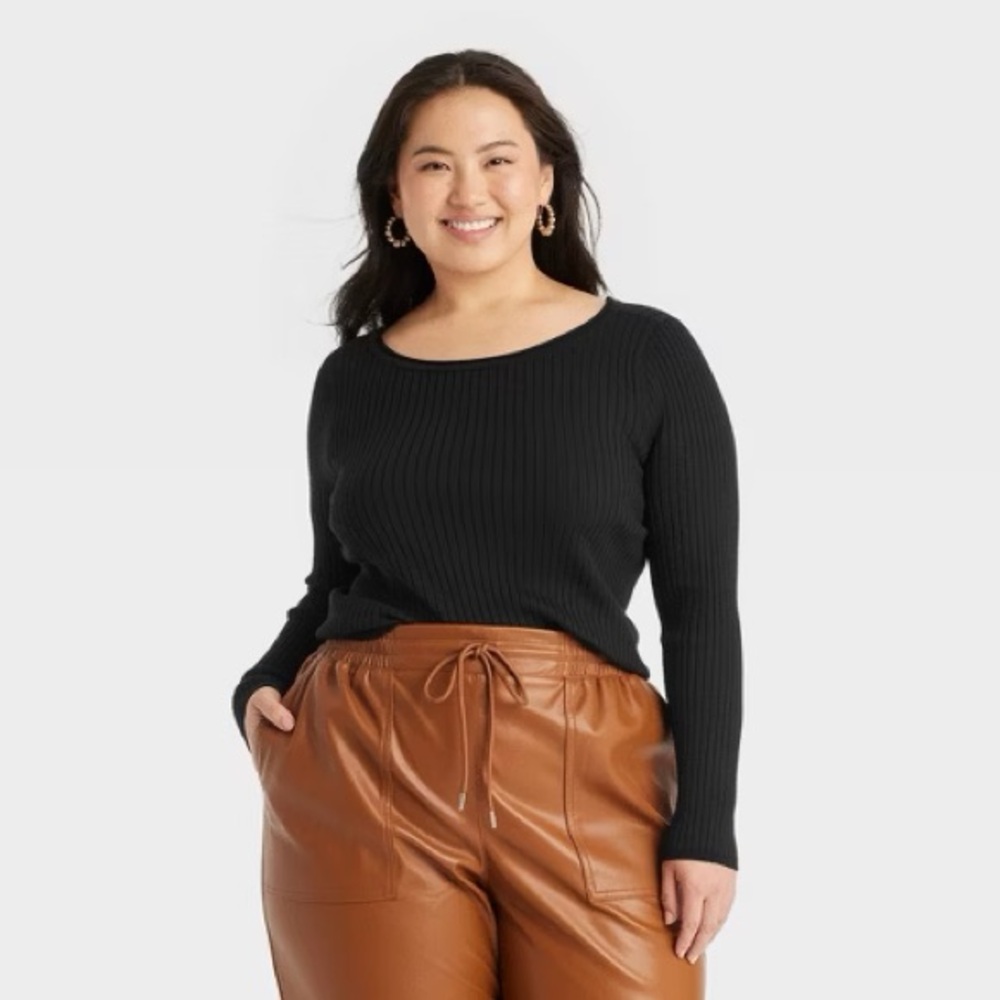 Women's Black Ribbed Sweater